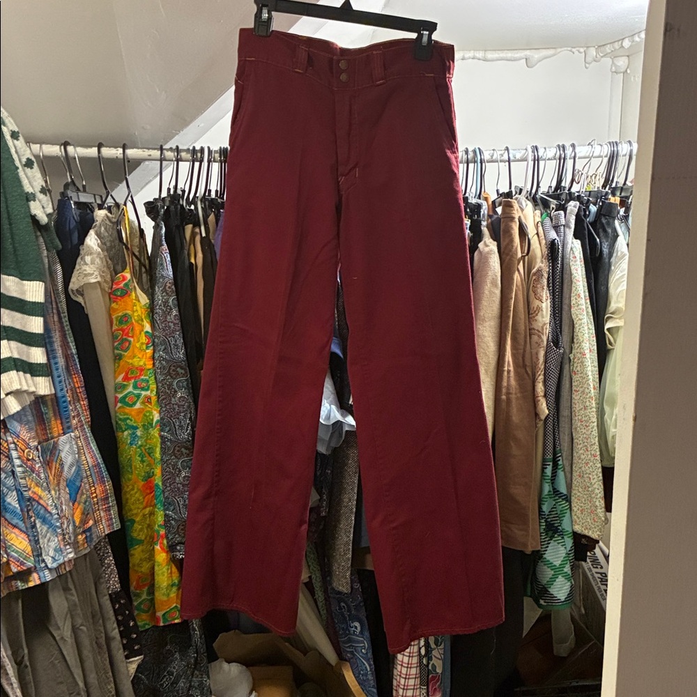 Vintage Red Wide-Leg Pants